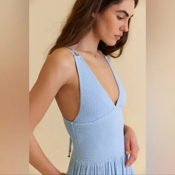 Free People Fun In The Sun Maxi Dress Lightweight Asymetrical Hem - Picture 3 of 8